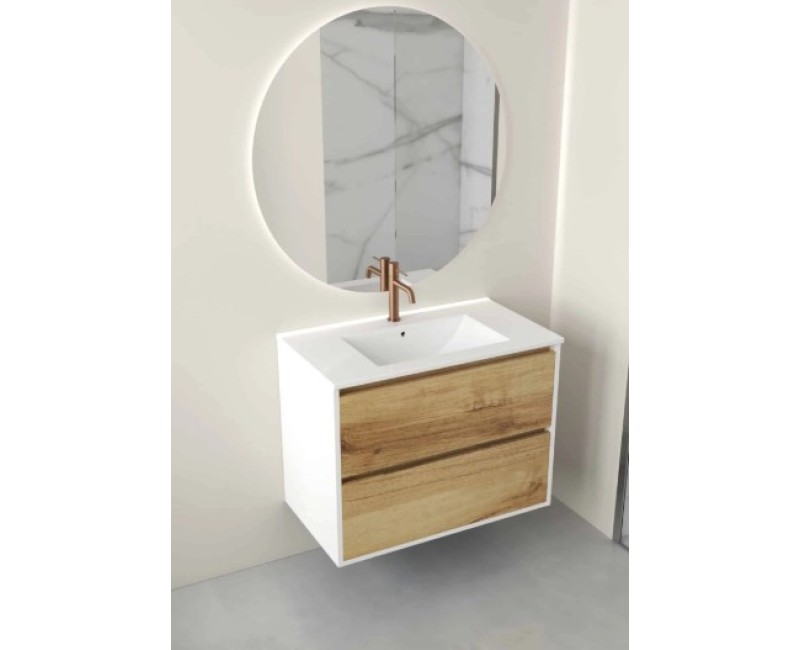 Vannas istabas skapītis OZE BIRDIE (bez izlietnes) 800mm Balts / Golden Oak