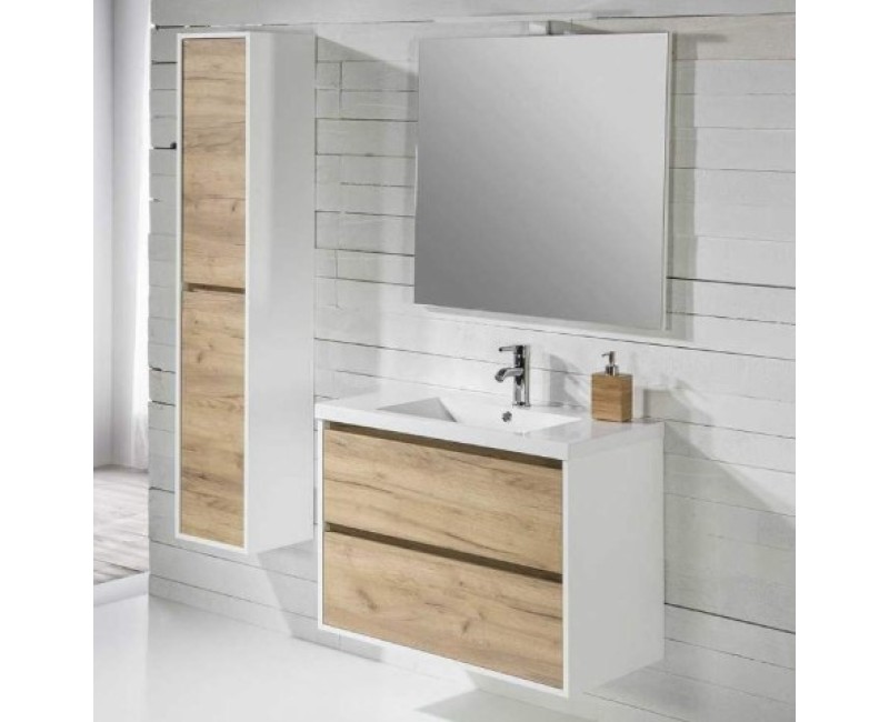 Vannas istabas skapītis OZE BIRDIE (bez izlietnes) 800mm Balts / Golden Oak