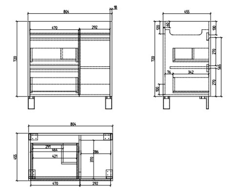 Vannas istabas skapītis OZE DANDY (bez izlietnes) 800mm Balts