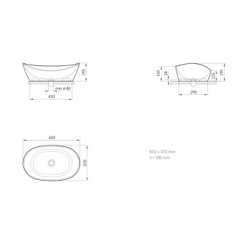 Izlietne PAA AMORE SilkStone 600x370mm matte caffe latte
