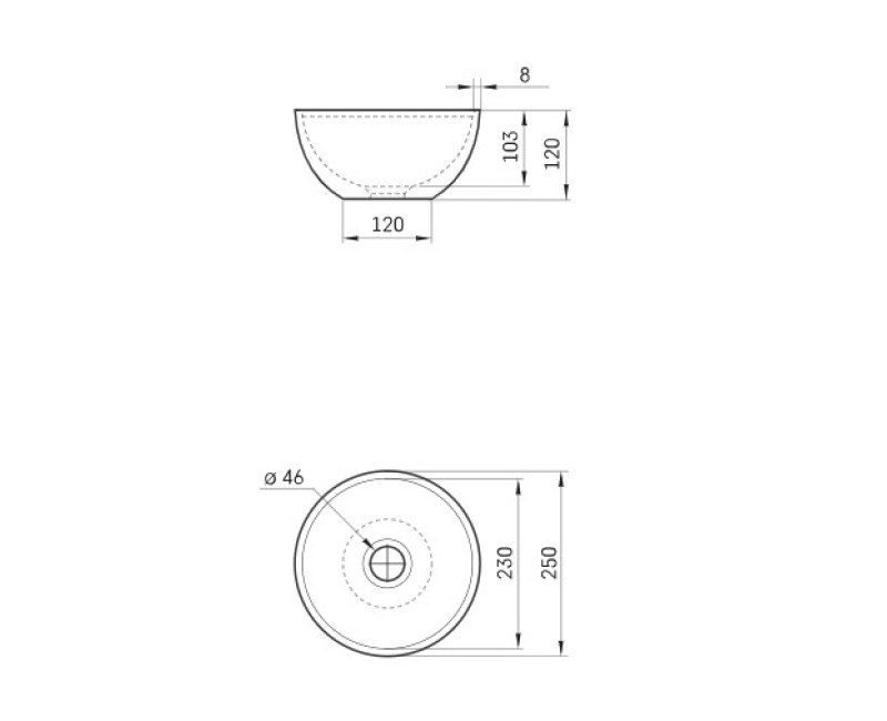 Izlietne PAA DO Akmens masas Ø 250 Balta