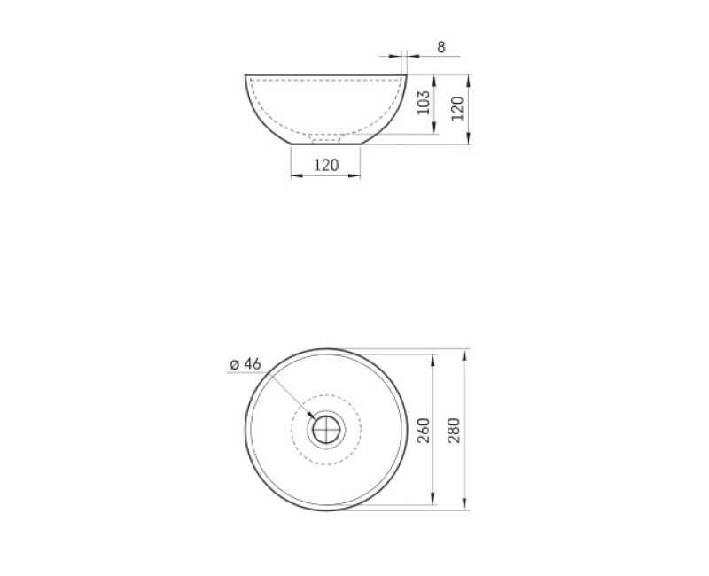 Izlietne PAA DO Akmens masas Ø 280 Balta