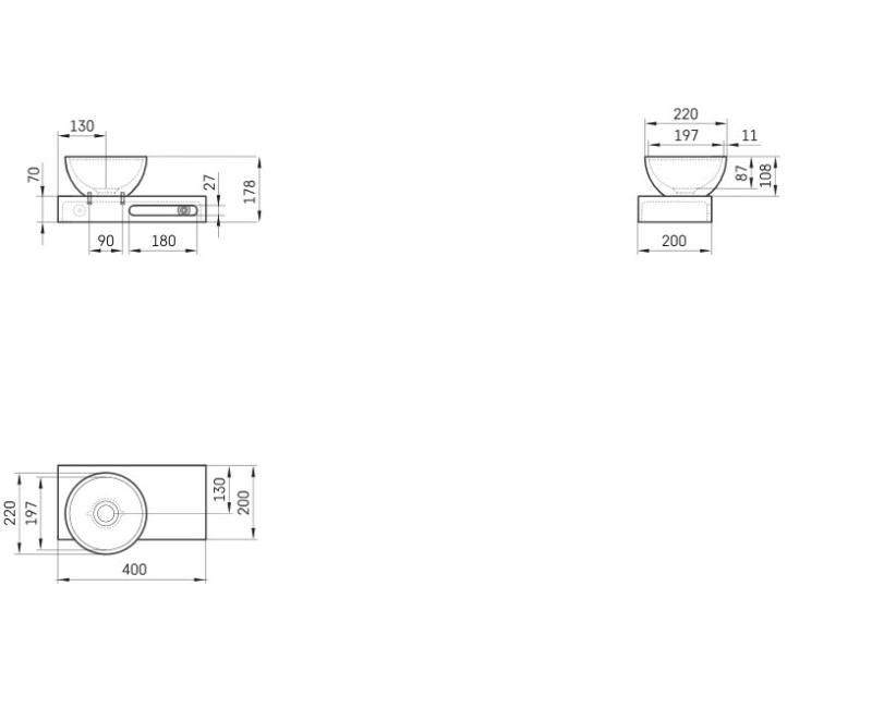 Plaukts izlietnei Paa DO 400x200x78mm, ozols