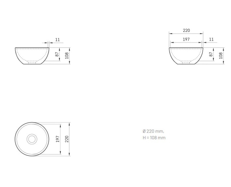 Izlietne PAA DO SilkStone Ø 220 matte grey
