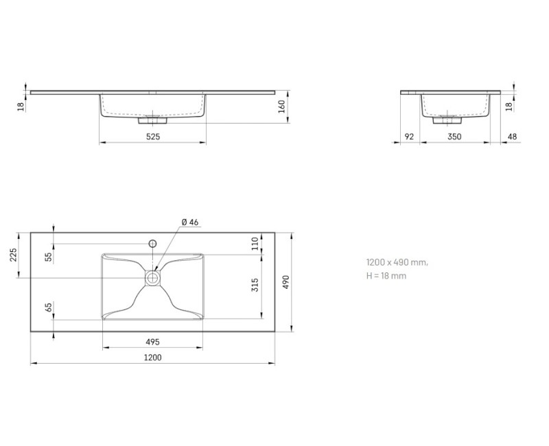 Izlietne PAA LOTO Akmens masas 120x490mm, Balta