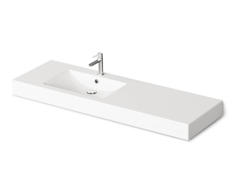 Izlietne PAA LONG STEP Akmens masas 1500x490mm, Kreisā ar labo pagarinājumu Balta