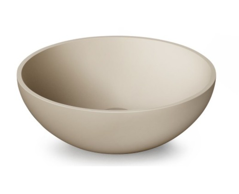 Раковина PAA ROUND ON SilkStone Ø 410мм с изливом матовый кофе латте