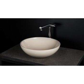 Раковина PAA ROUND ON SilkStone Ø 410мм с изливом матовый кофе латте