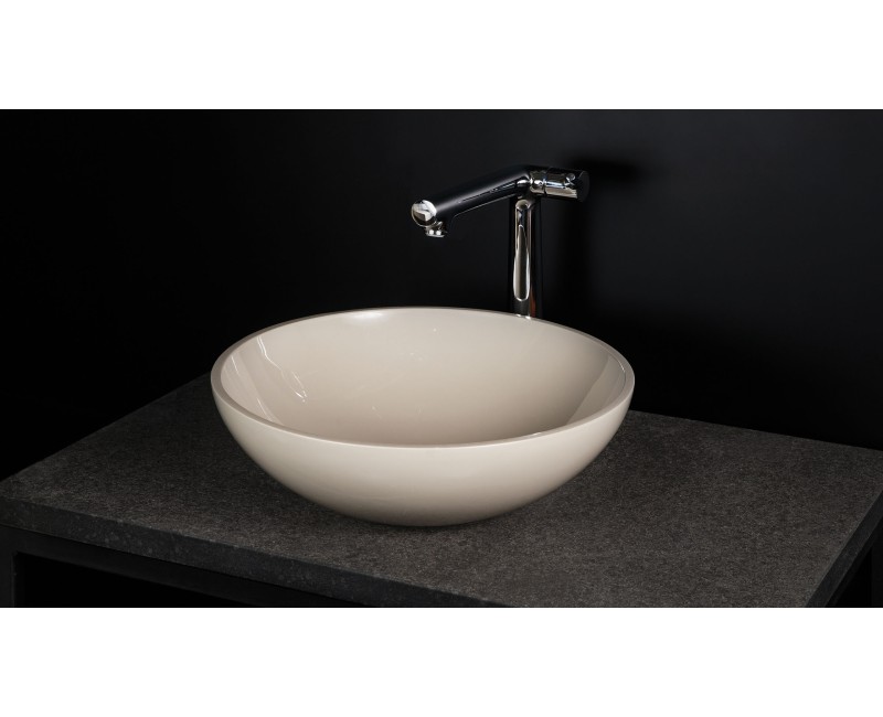 Раковина PAA ROUND ON SilkStone Ø 410мм с изливом матовый кофе латте