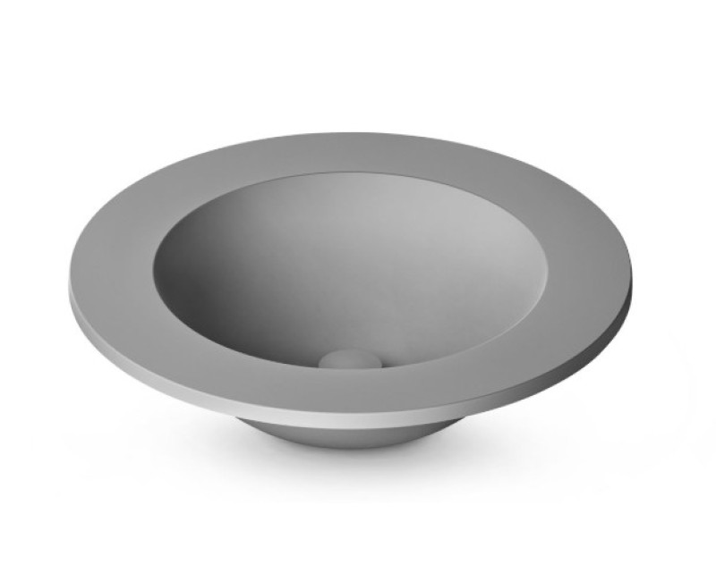 Раковина PAA ROUND PLUS SilkStone Ø 560мм со сливом матово-серого цвета