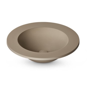 Раковина PAA ROUND PLUS SilkStone Ø 560мм с изливом матовый кофе латте