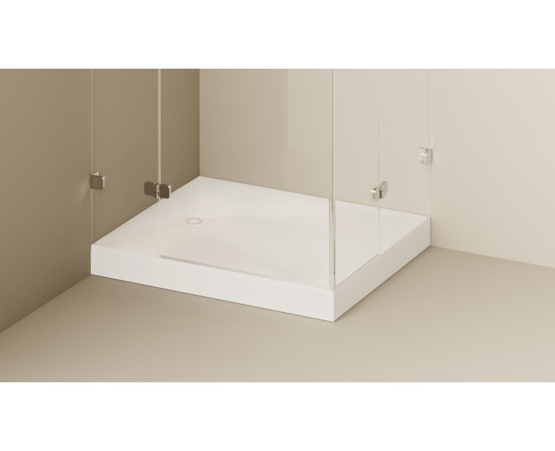 Душевой поддон Paa LETTERA Каменная масса 100x120см (Поддон, панель, сифон) Белый