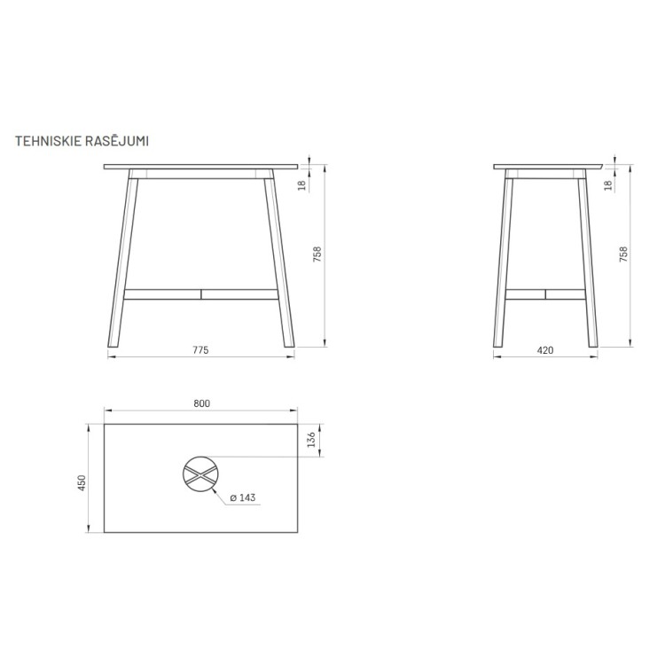 Izlietnes kājas PAA DECO MF ar SilkStone virsmu 800x450mm Izlietnes kājas PAA DECO MF ar SilkStone virsmu 800x450mm