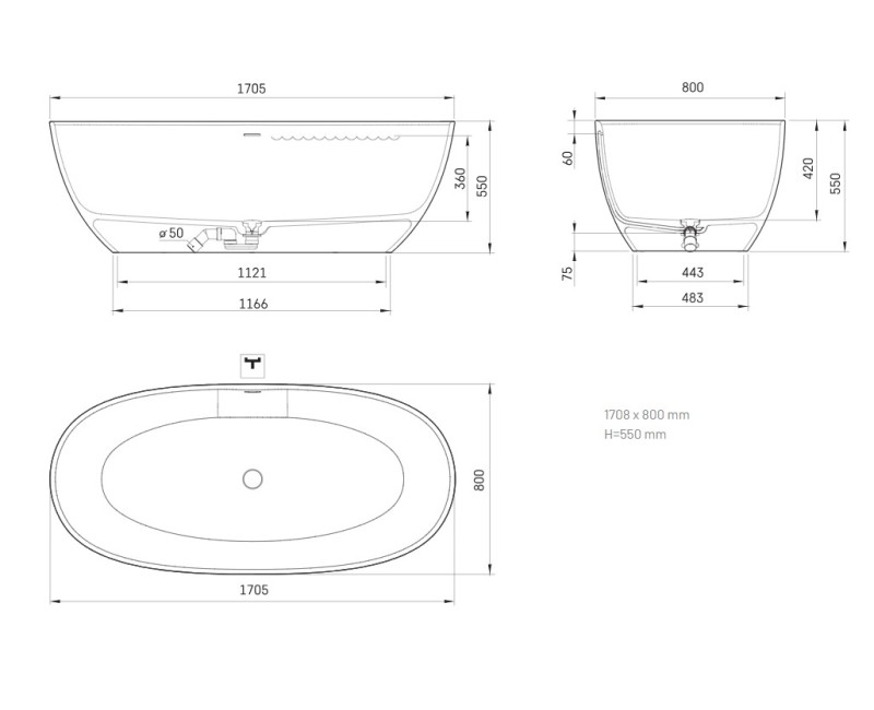 Vanna Paa Bella SilkStone, 1705x800mm grafita