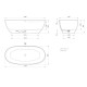 Vanna Paa Bella SilkStone, 1705x800mm grafita Vanna Paa Bella SilkStone, 1705x800mm grafita