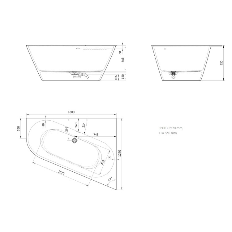 Vanna Paa DECO CORNER A SilkStone 1600x1270mm Balta Vanna Paa DECO CORNER A SilkStone 1600x1270mm Balta