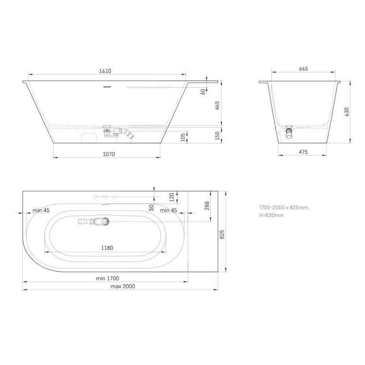 Ванна Paa DECO SHAPE RE A SilkStone 1700-2000x725мм Белая Ванна Paa DECO SHAPE RE A SilkStone 1700-2000x725мм Белая