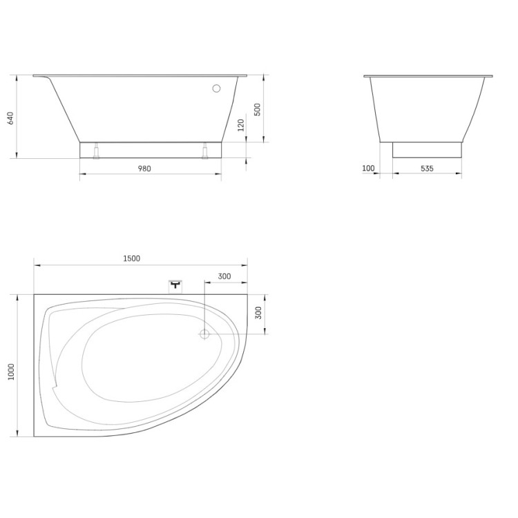 Vanna Paa TRE D Akmens masas 1500x1000mm labā, Balta Vanna Paa TRE D Akmens masas 1500x1000mm labā, Balta