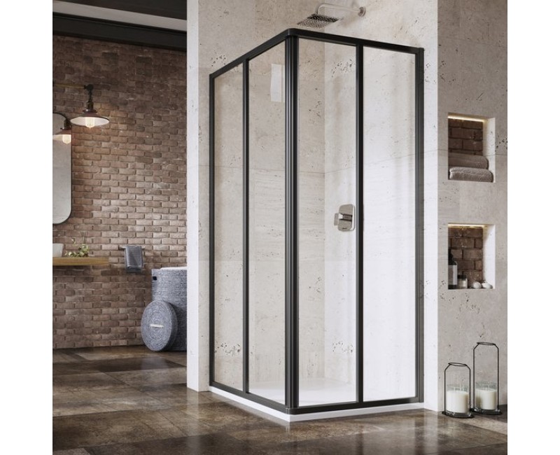Dušas kabīne Ravak SRV2+SRV2 90cm H=195cm Melns + Grape