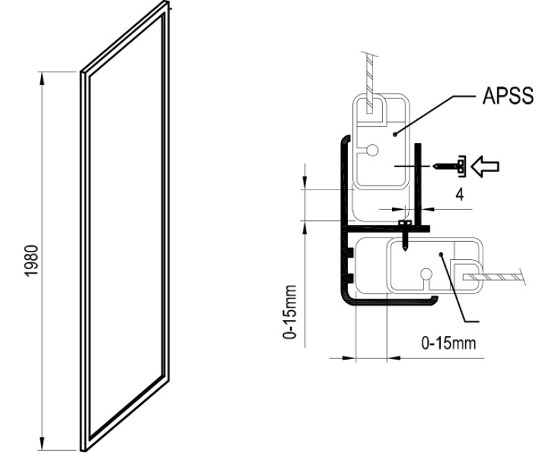 Душевая стенка Ravak APSS-80 198 Черный+полистирол Жемчужный