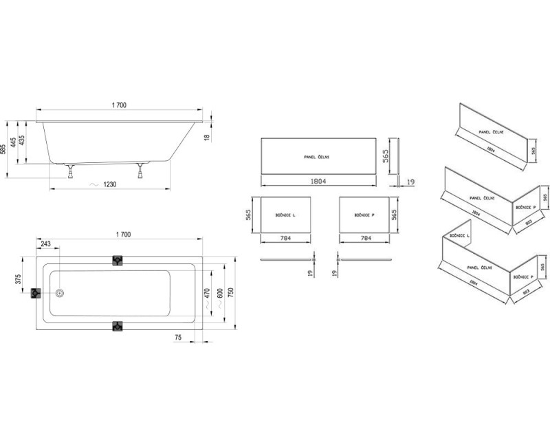 Ванна Ravak 10° Slim 170х75 Акрил белая
