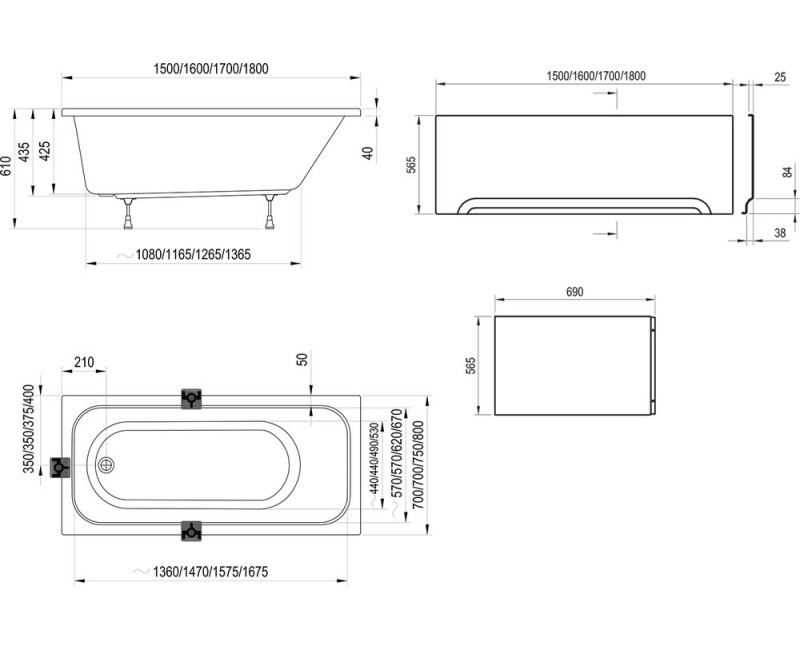Ваннa Ravak Chrome 180х80 Акрил белая