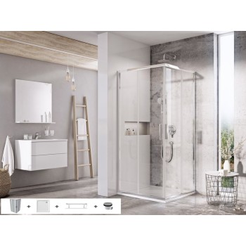 Dušas kabīnes komplekts RAVAK SET10 BLSRV2-90 Caurspīdīgs stikls, Hromēti profili
