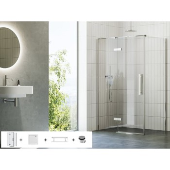 Dušas kabīnes komplekts RAVAK SET13 COSD2-100 Caurspīdīgs stikls, Hromēti profili