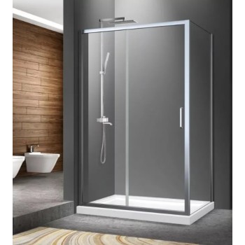 Dušas kabīnes komplekts RAVAK SET21 XU4DP2-120 Labā puse bright alu + glass Transparent