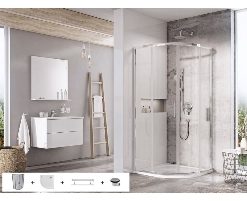 Комплект для душевой кабины RAVAK SET5 BLSCP4-80 Прозрачное стекло, хромированные профили