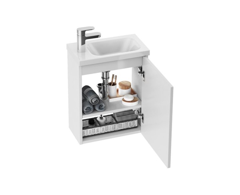 Vannas istabas skapītis Ravak SD 400 Chrome II (Bez Izlietnes) Balts, Rokturis Melns