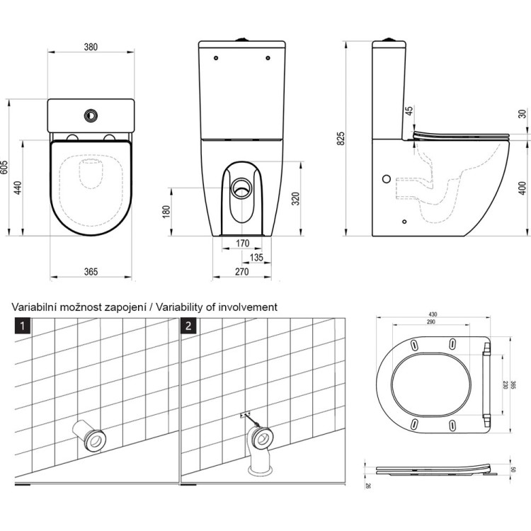 Tualetes pods Ravak Optima ar RimOff SoftClose vāku Balts Tualetes pods Ravak Optima ar RimOff SoftClose vāku Balts