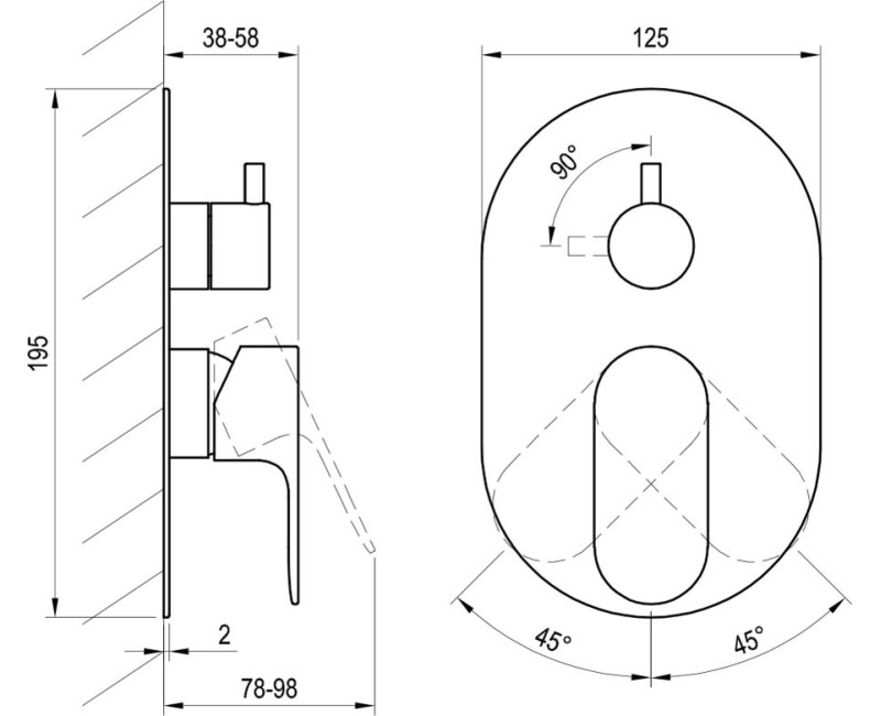 Dušas maisītājs Ravak Eleganta EL 065.60RGB.O2.RB07E (bez korpusa) , rose gold brushed