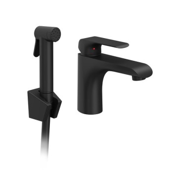 Vannas istabas izlietnes maisītājs Ravak Flat FL 112.20BL ar Bidetta 150 mm with bidet shower, melns