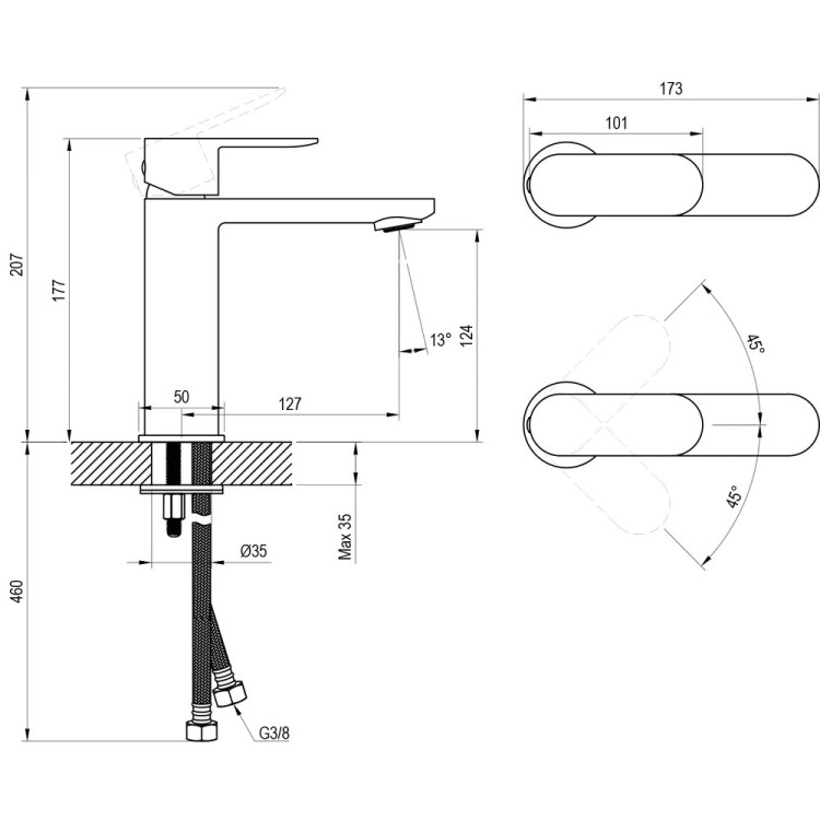 Izlietnes maisītājs Ravak Chrome CR II 014.00CR 175 mm Hromēts Izlietnes maisītājs Ravak Chrome CR II 014.00CR 175 mm Hromēts