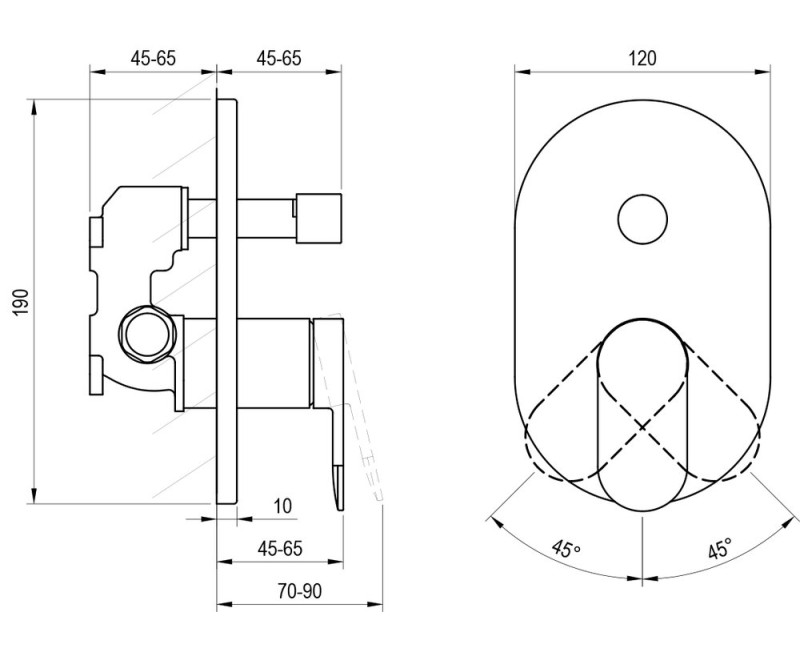Смеситель для душа Ravak Chrome CR II 065.00CR II.O2.RB070 (предназначен для R-box) Хром