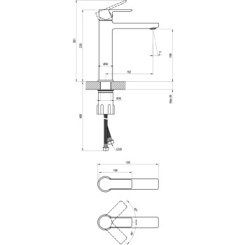 Vannas istabas izlietnes maisītājs Ravak Solar SL 014.00CR 230 mm, Hromēts