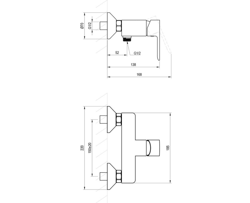 Dušas maisītājs Ravak Solar SL 032.20BL Melns