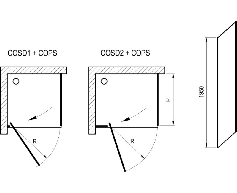Душевая стенка Ravak Cool COPS-80 Хромированный + Прозрачный