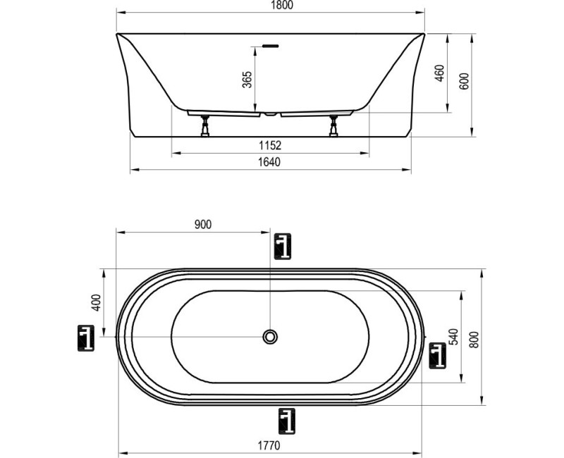 Vanna Ravak YPSILON Wall 1780x860mm Akrila Balta/grey green  / Balta izplūde