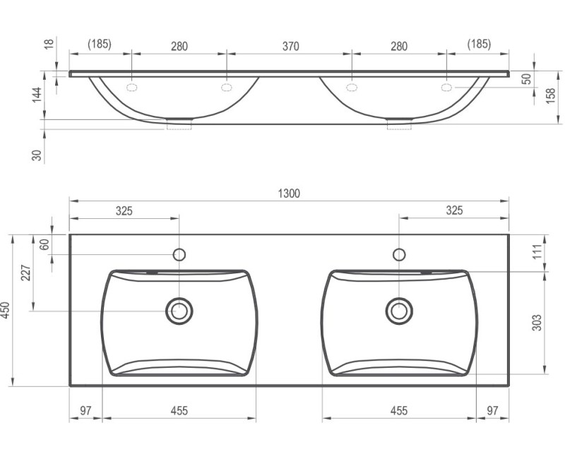 Раковина для ванной комнаты Ravak Classic II 1300 Slim Double