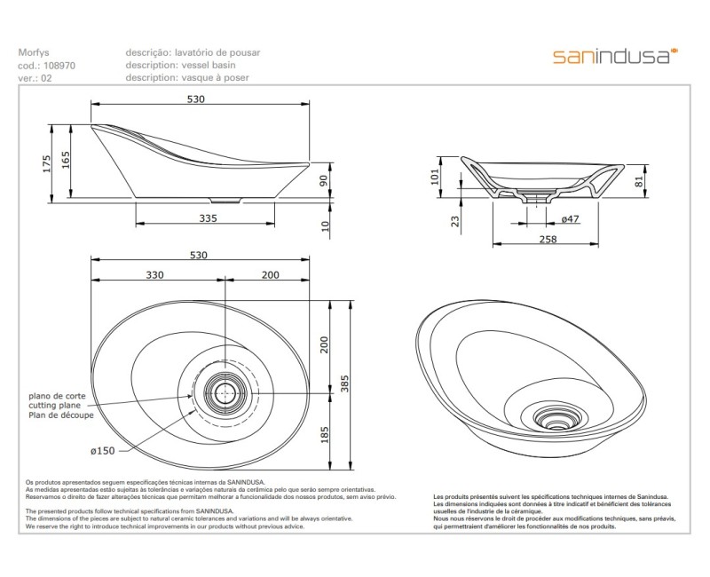 SanIndus MORFYS Раковина для ванной комнаты Rainbow
