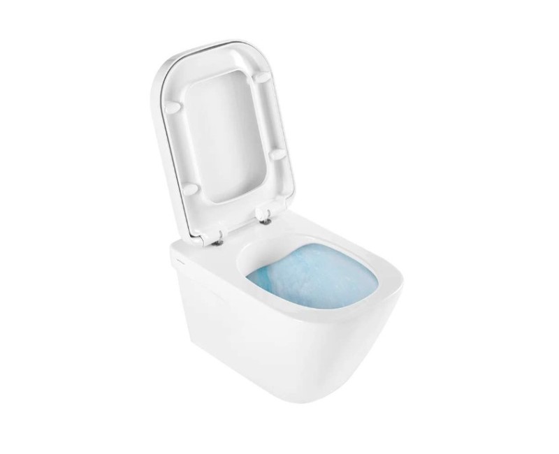 Piekaramais Tualetes Pods Sanindusa Look Rimfree ar Soft Close Easyclip Slim vāku, Balts