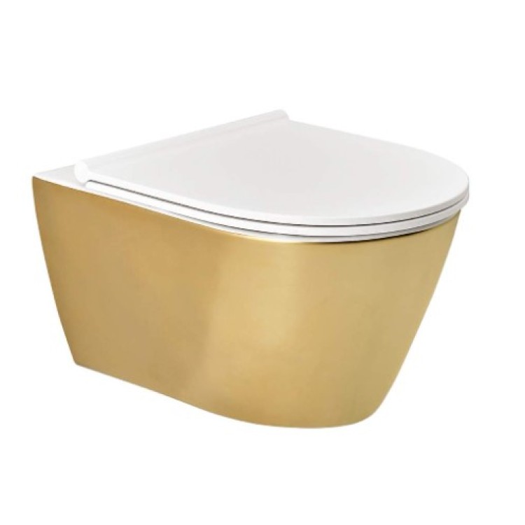 Piekaramais Tualetes Pods Sanindusa SANLIFE Rimfree ar Soft Close clipoff vāku Zelta Matēts (ārpuse) Piekaramais Tualetes Pods Sanindusa SANLIFE Rimfree ar Soft Close clipoff vāku Zelta Matēts (ārpuse)