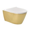 Piekaramais Tualetes Pods Sanindusa SANLIFE Rimfree ar Soft Close clipoff vāku Zelta Matēts Teksturēts (ārpuse)