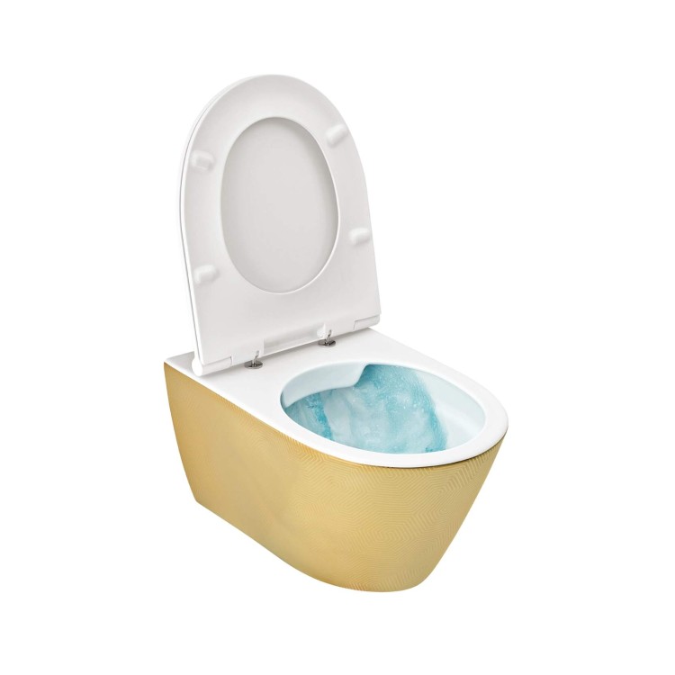 Piekaramais Tualetes Pods Sanindusa SANLIFE Rimfree ar Soft Close clipoff vāku Zelta Matēts Teksturēts (ārpuse) Piekaramais Tualetes Pods Sanindusa SANLIFE Rimfree ar Soft Close clipoff vāku Zelta Matēts Teksturēts (ārpuse)