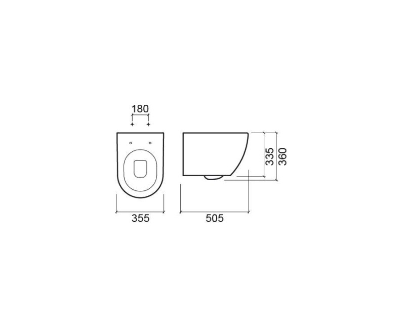 Piekaramais Tualetes Pods Sanindusa SANIBOLD Rimfree ar Soft Close Easyclip Slim vāku, Melns Matēts