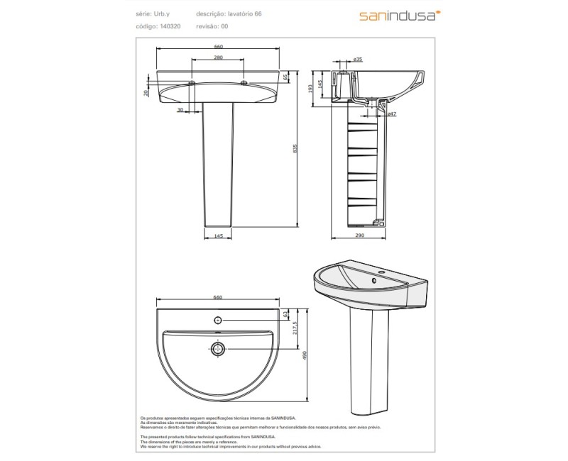 Раковина для ванной Sanindusa Sanlife