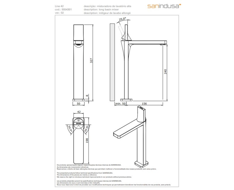 Смеситель для раковины Sanindusa Line 42 Gold