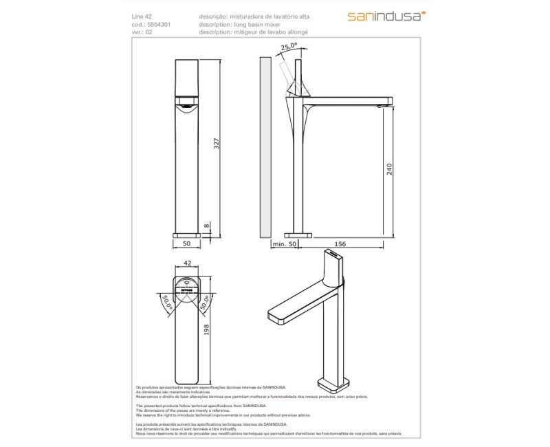 Vannas istabas izlietnes maisītājs Sanindusa LINE 42 Vara